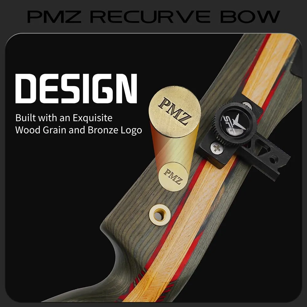 PMZ Recurve Bow and Arrow Set, Professional Aldults Archery Hunting Bow Kit, Ergonomic Design 67.5'' Takedown Bow for Youth Beginners Enthusiasts and Hunting, Right Hand (20-60lbs)