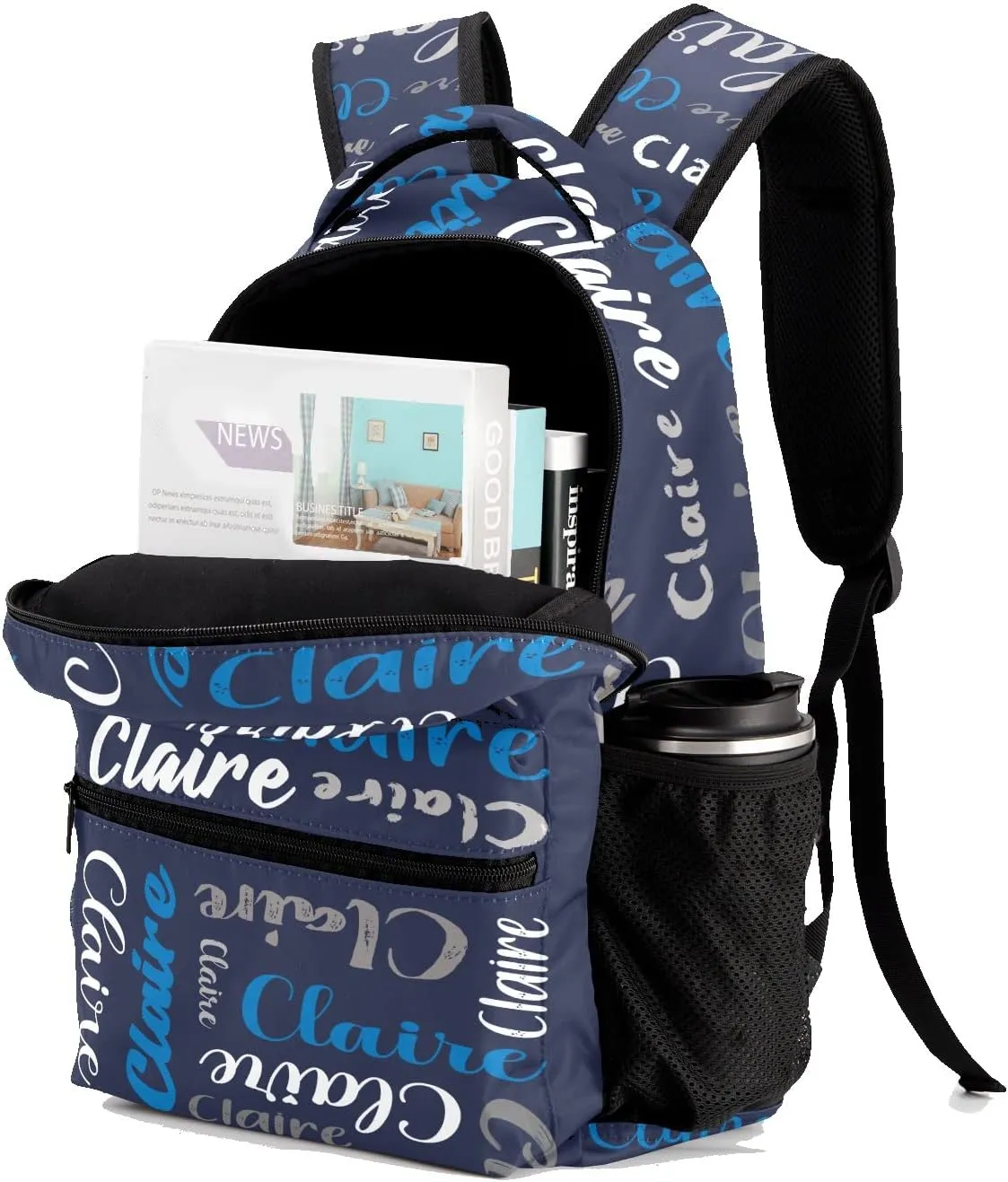 Polyester Custom Bookbag with Name Text Elementary Kids Boys Girls Personalized School Backpack Customize Book Bag, Stylish, Waterproof, Unique, Adjustable Shoulder Straps, 1 Pack