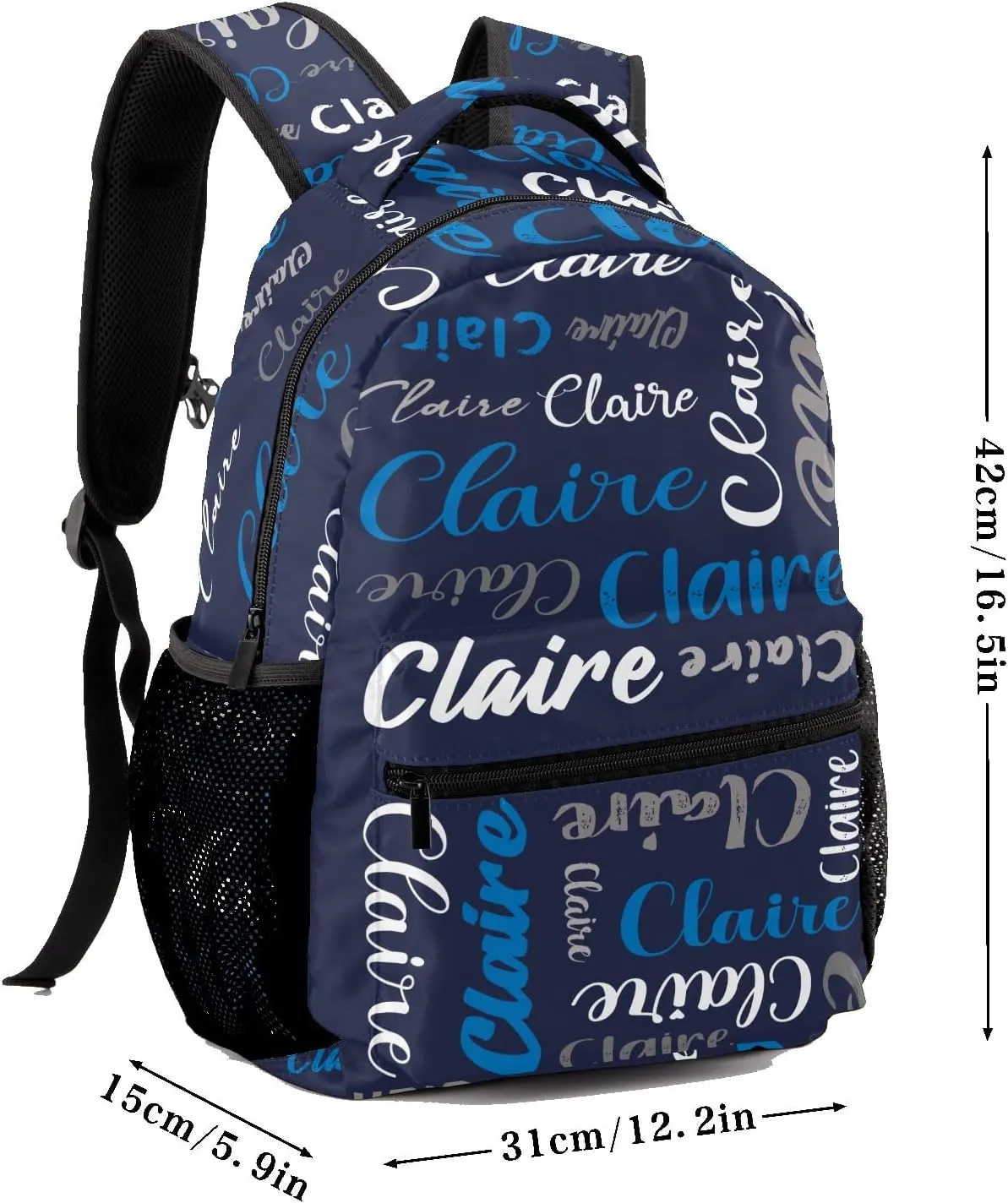 Polyester Custom Bookbag with Name Text Elementary Kids Boys Girls Personalized School Backpack Customize Book Bag, Stylish, Waterproof, Unique, Adjustable Shoulder Straps, 1 Pack
