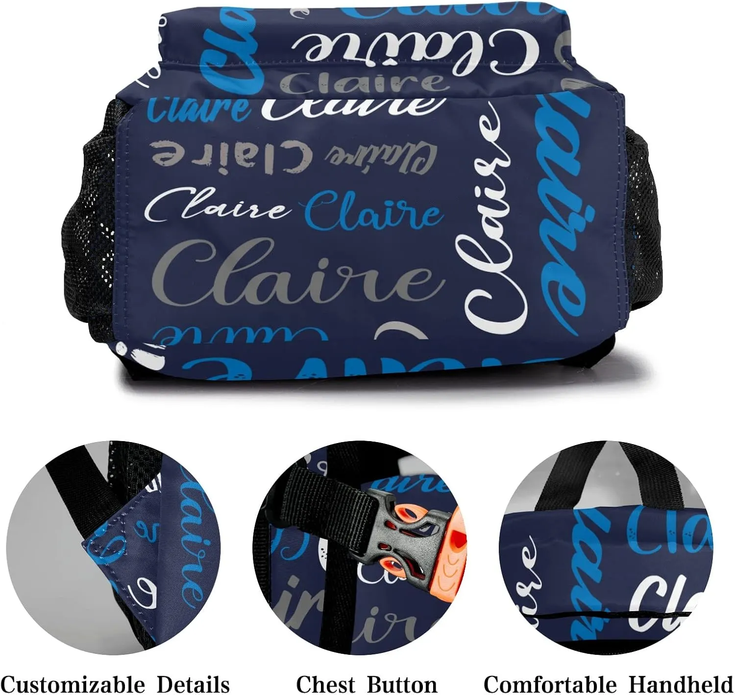 Polyester Custom Bookbag with Name Text Elementary Kids Boys Girls Personalized School Backpack Customize Book Bag, Stylish, Waterproof, Unique, Adjustable Shoulder Straps, 1 Pack