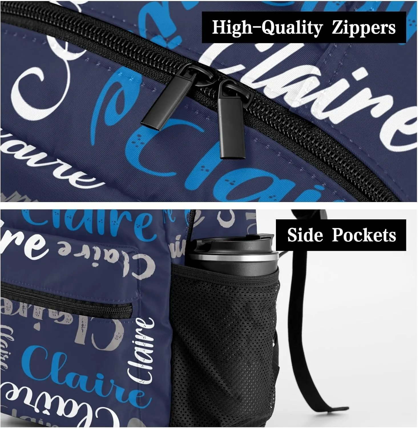 Polyester Custom Bookbag with Name Text Elementary Kids Boys Girls Personalized School Backpack Customize Book Bag, Stylish, Waterproof, Unique, Adjustable Shoulder Straps, 1 Pack