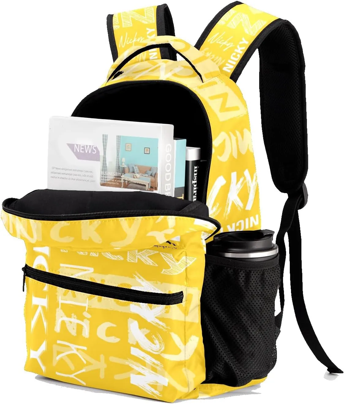 Polyester Personalized School Bookbag with Name Text Waterproof Custom Elementary Backpack Book Bag for Boys Girls Stylish Customize Back Pack Customized Gift for Kids Back to School