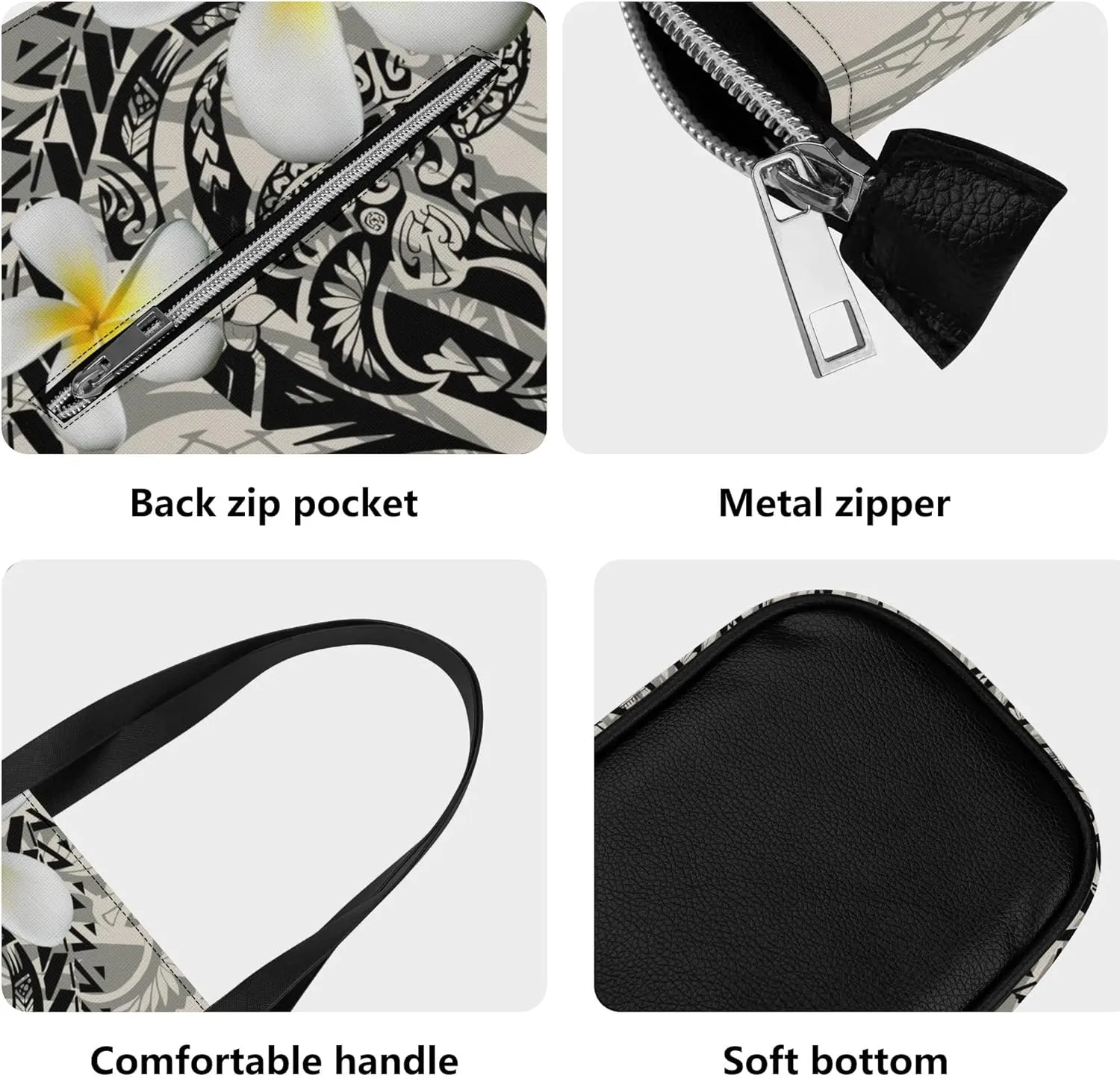 Polynesian Durable High Capacity Women'S PU Shoulder Bag Custom Samoan Tribal Women'S Purse And Handbag