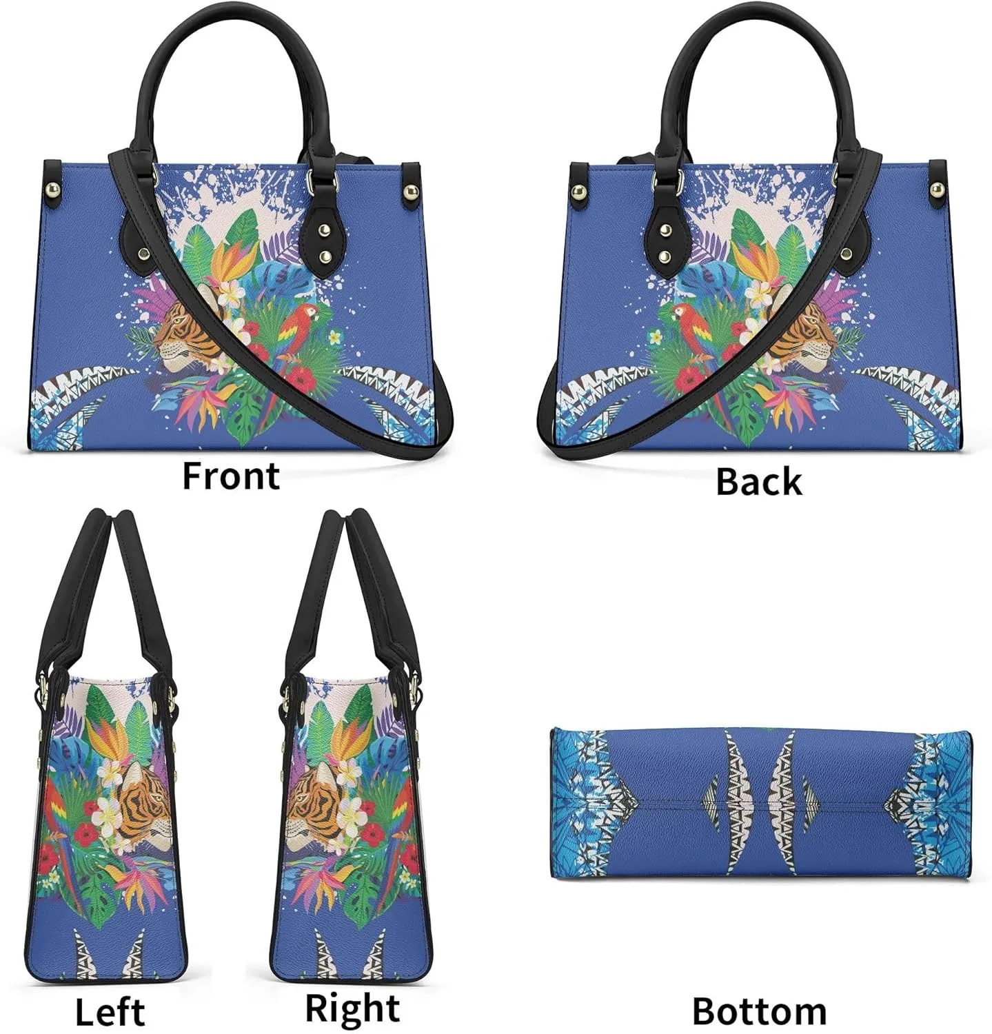 Polynesian Tribal Print Women'S Pu Handbag Square Large Capacity Crossbody Bag Shoulder Bag Custom Handbag Pattern