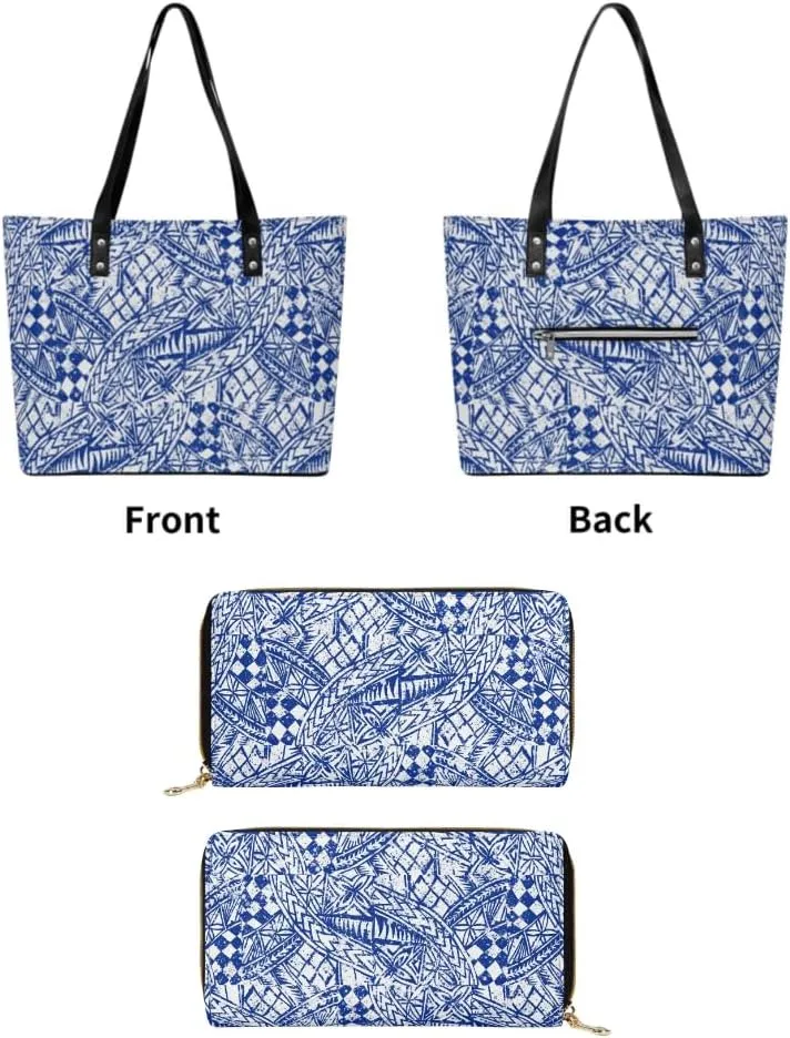 Polynesian Women'S Leather Handbag And Purse Samoan Tribal Print Vintage Art Ethos Shoulder Bag Large Capacity Handbag