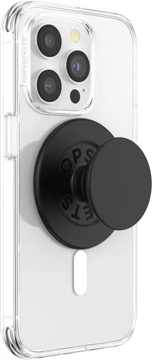 PopSockets Plant-Based Round Phone Grip Compatible with MagSafe, Adapter Ring Included, Phone Holder, Eco-Friendly, Wireless Charging Compatible - Black