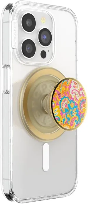 PopSockets Round Phone Grip Compatible with MagSafe, Adapter Ring Included, Phone Holder, Wireless Charging Compatible - Gaudy Gold