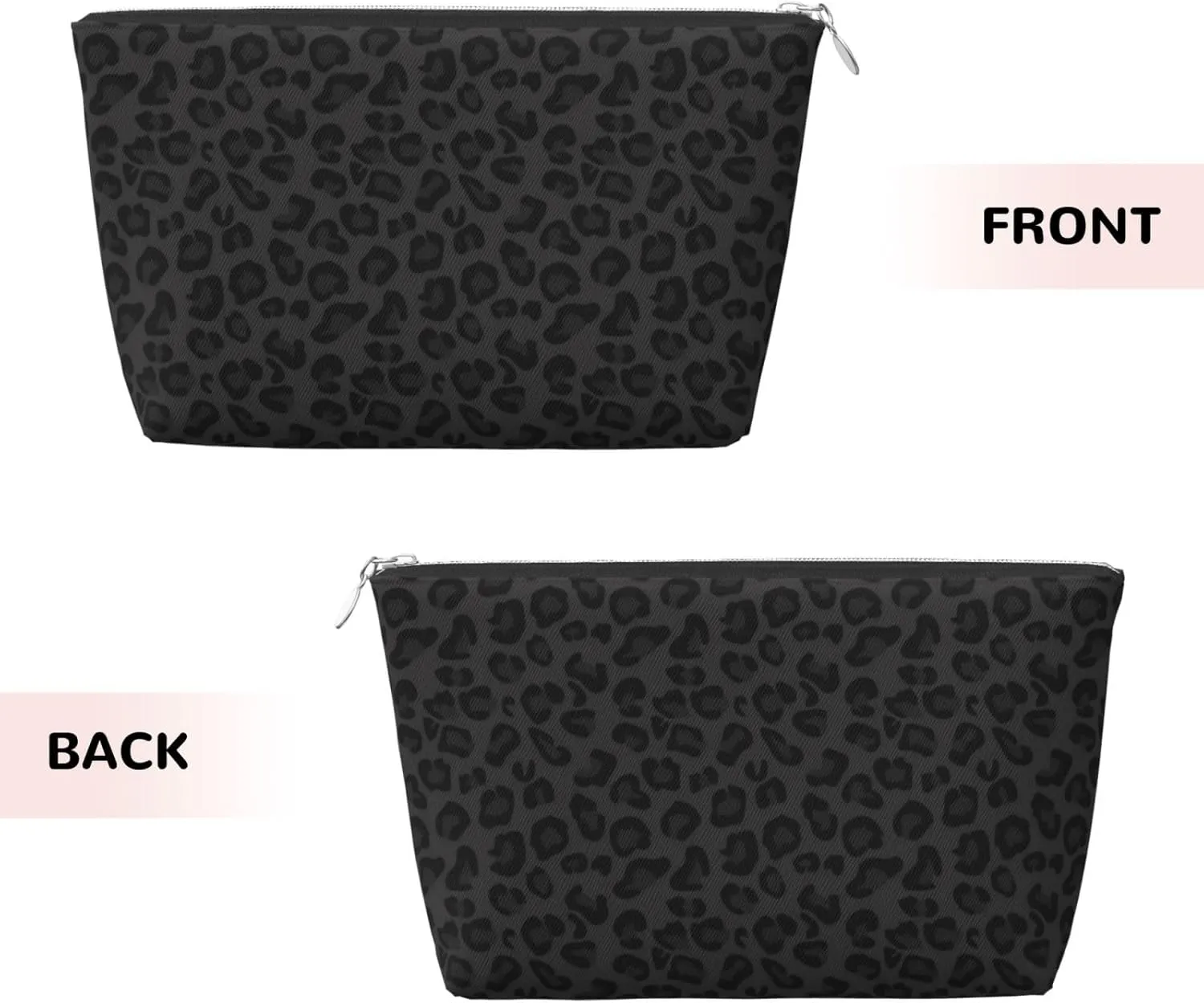 Portable Cosmetic Bag, Travel Zipper Pouch Small Makeup Bag Toiletry Organizer for Women - Black Leopard Cheetah Print