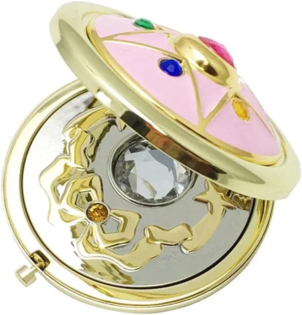Portable Crystal Star Makeup Compact Mirrors, Foldable Double Mirror Gift