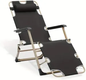 Portable Folding Chair Outdoor Camping Chair Adjustable Armchair Lounge Reclining Chair Outdoor Furniture Seating for Beach Lawn Parties Picnics