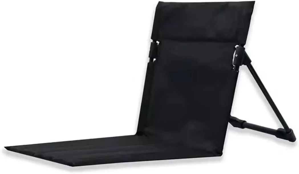 Portable Folding Chair with Backrest, Outdoor Camping Chair for Beach, Garden, Park, Picnic (Black)