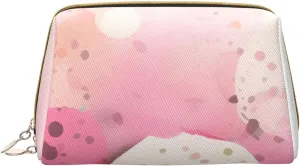 Portable Leather Makeup Bag for Women - Travel Cosmetic Organizer, Large Color fragment paper Print Makeup Pouch