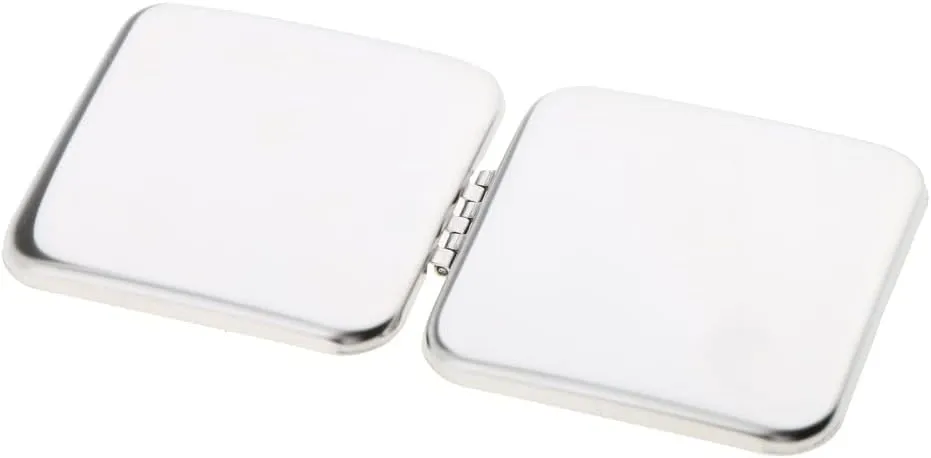 Portable Pocket Mirror Mini Square Pocket Full Stainless Steel Compact Mirror Cosmetic Bag Makeup Magnifying Mirror