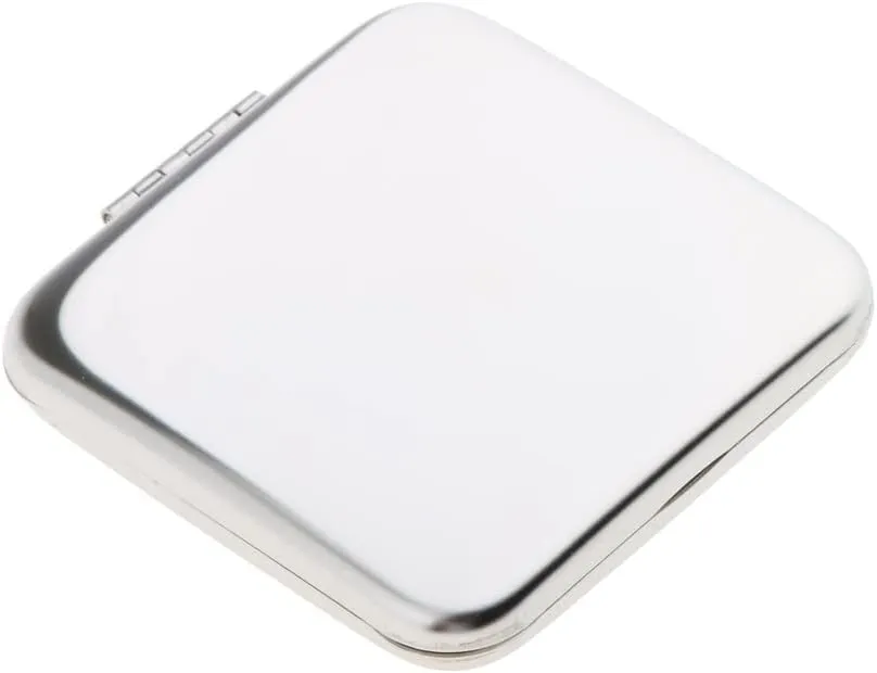 Portable Pocket Mirror Mini Square Pocket Full Stainless Steel Compact Mirror Cosmetic Bag Makeup Magnifying Mirror