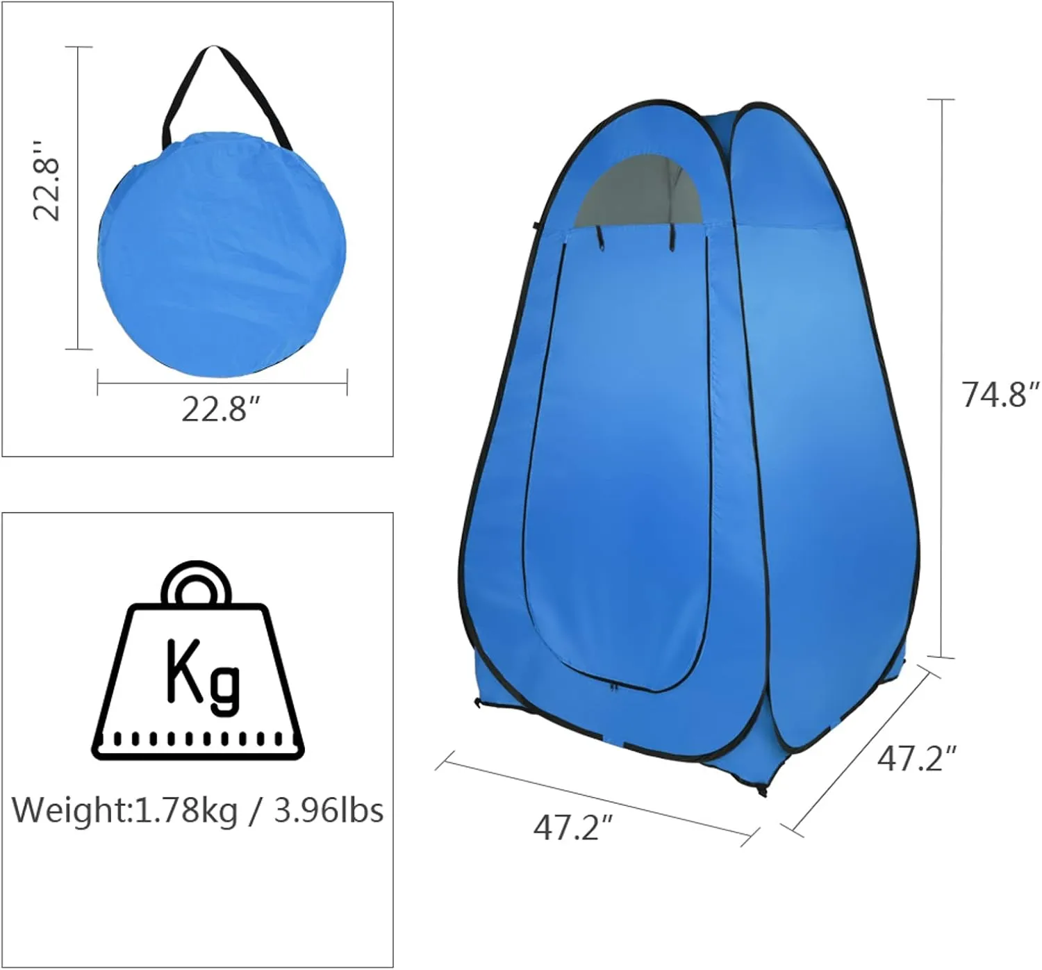 Portable Pop Up Privacy Shower Tent Outdoor Camping Beach Changing Room Privacy Tent Camp Toilet Instant Privacy Shelters – Lightweight & Sturdy, Easy Set Up, Foldable - with Carry Bag