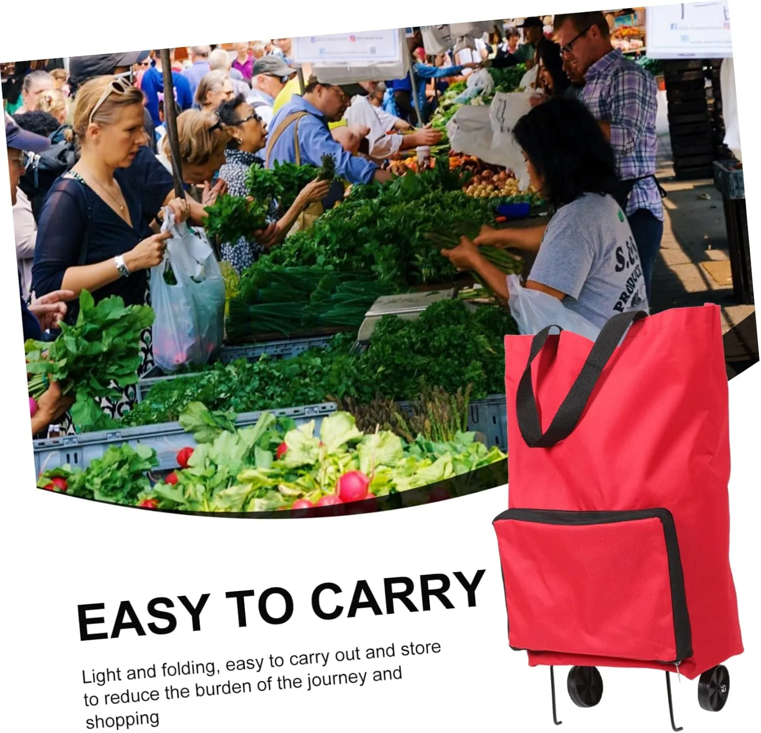 Portable Shopping Tug Bag Hand Truck Zippered Storage Bags Foldable Grocery Bag Colapsable Shopping Cart