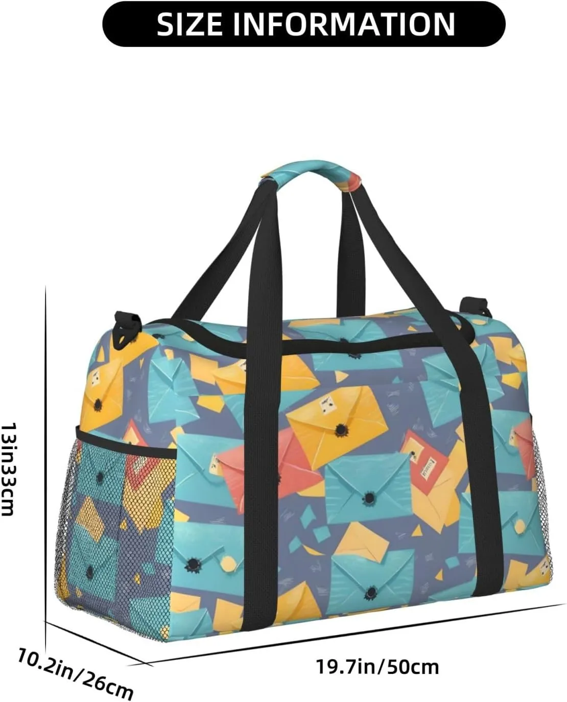 Postal Stationery Travel Duffel Bag With Zippers And Handles, Big Foldable Duffle Bag For Family Vacations