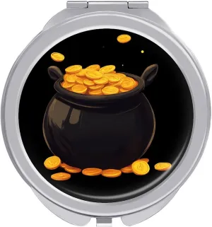 Pot of Gold Compact Makeup Mirror Mini Foldable Cosmetic Mirror Portable Travel Mirror for Purse Pocket