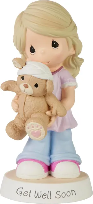 Precious Moments "Get Well Soon Hand-Painted Resin Figurine | Perfect Thoughtful Gift for Loved Ones | Little Girl with Teddy Bear