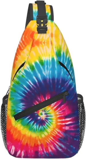 Printed Swirl Tie Dye Sling Bag Crossbody Backpack For Men Women, Durable Adjustable Strap Daypack Travel Shoulder Bag For Outdoor Activities, Gym, And Travel