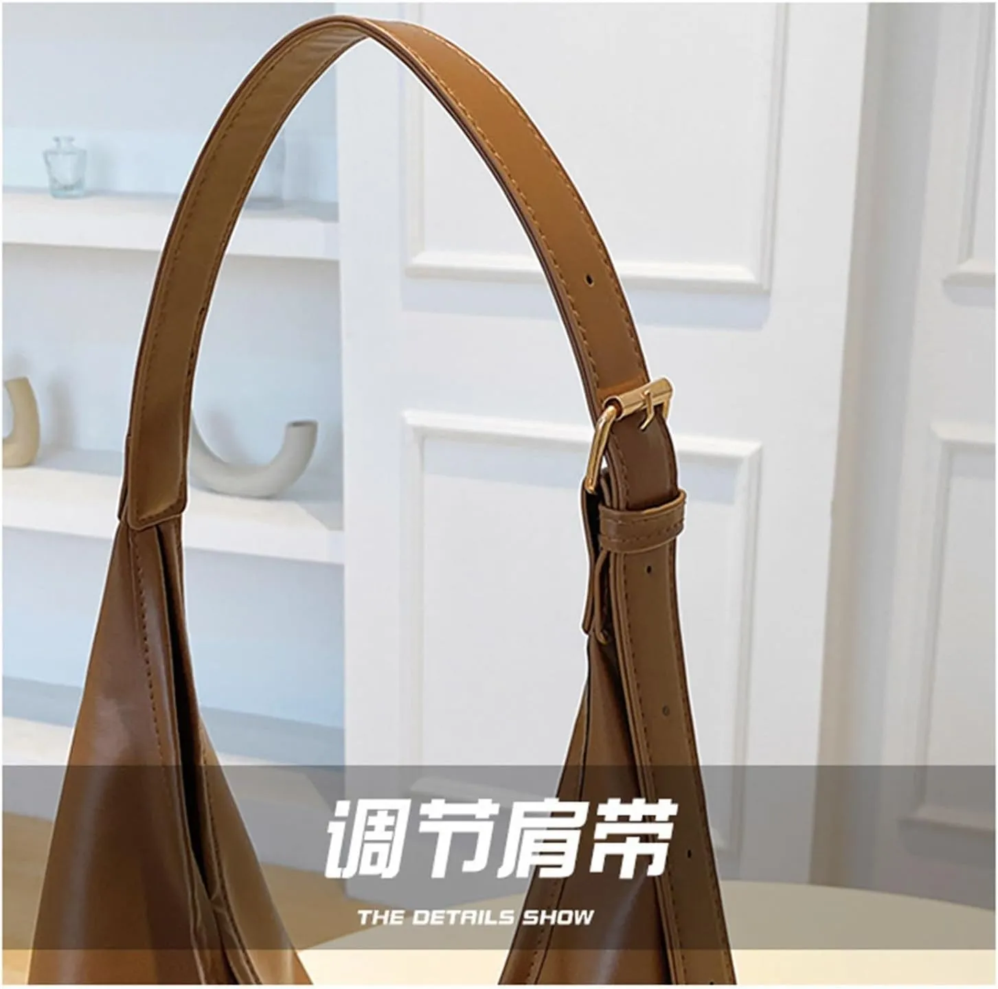 PU Bag Large Capacity Tote Bag Women's Bag Shoulder Bag(Brown)