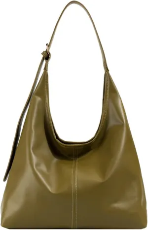PU Bag Large Capacity Tote Bag Women's Bag Shoulder Bag(Green)