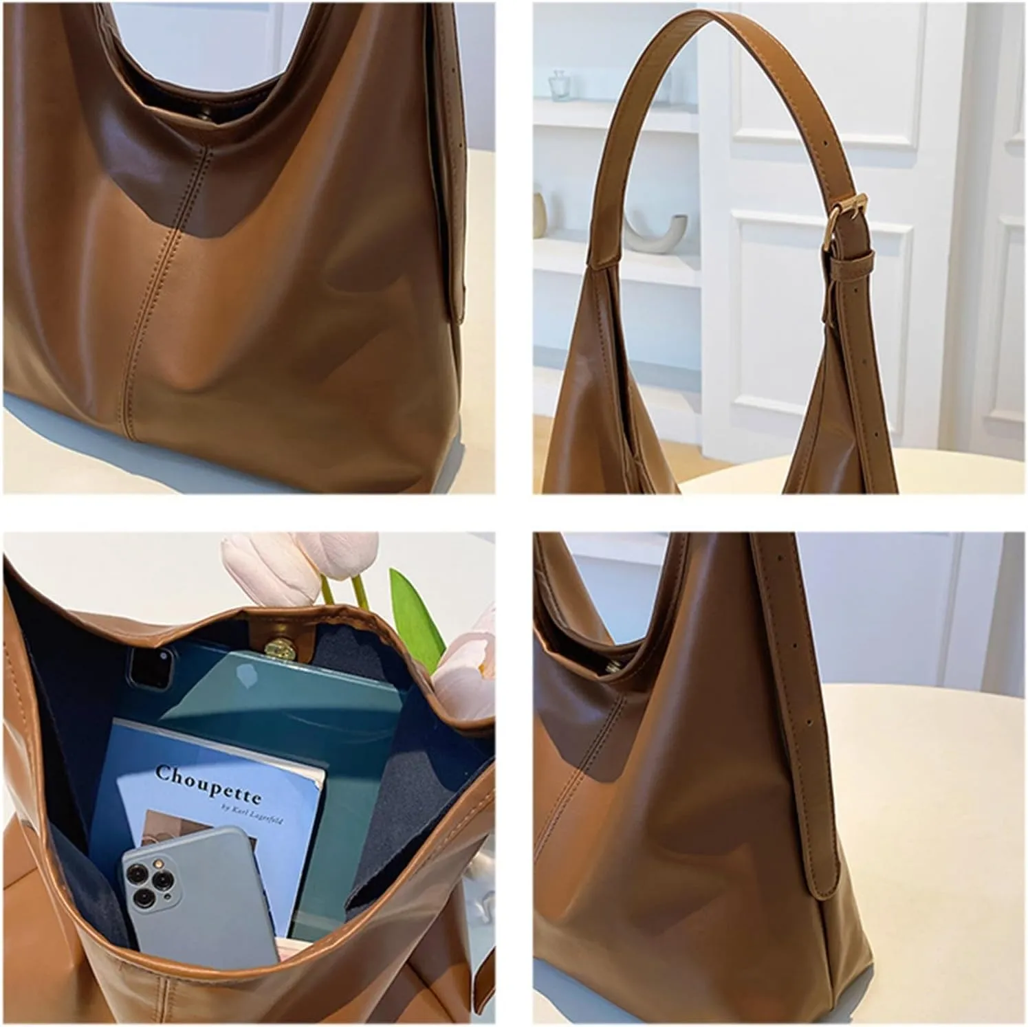 PU Bag Large Capacity Tote Bag Women's Bag Shoulder Bag(Green)