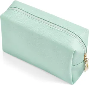 PU Leather Cosmetic Bag for Women Minimalism Makeup Bag for Daily Use Portable Storage Purse Small Neat Cosmetic Pouch Water-resistant Toiletry Bag for Travel (Green)