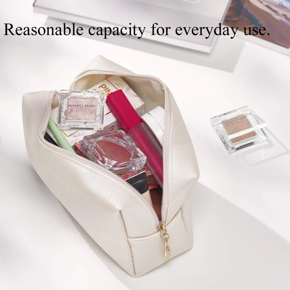PU Leather Cosmetic Bag for Women Minimalism Makeup Bag for Daily Use Portable Storage Purse Small Neat Cosmetic Pouch Water-resistant Toiletry Bag for Travel (Green)