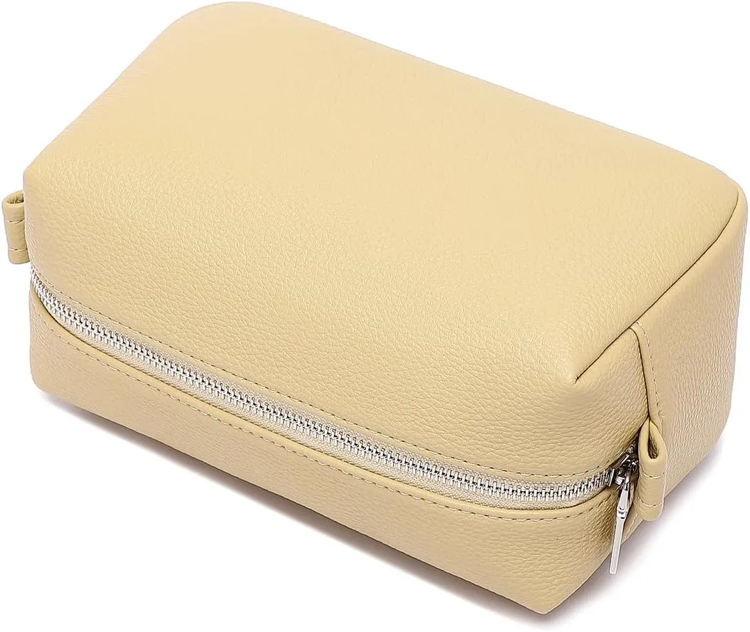 PU leather Organizer Bag Lightweight Cosmetic Bag with Ring Clasp Perfect Travel Makeup Bag for Women (Ground Lotus/PU)