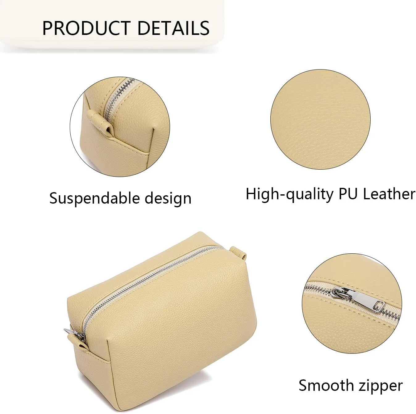 PU leather Organizer Bag Lightweight Cosmetic Bag with Ring Clasp Perfect Travel Makeup Bag for Women (Ground Lotus/PU)