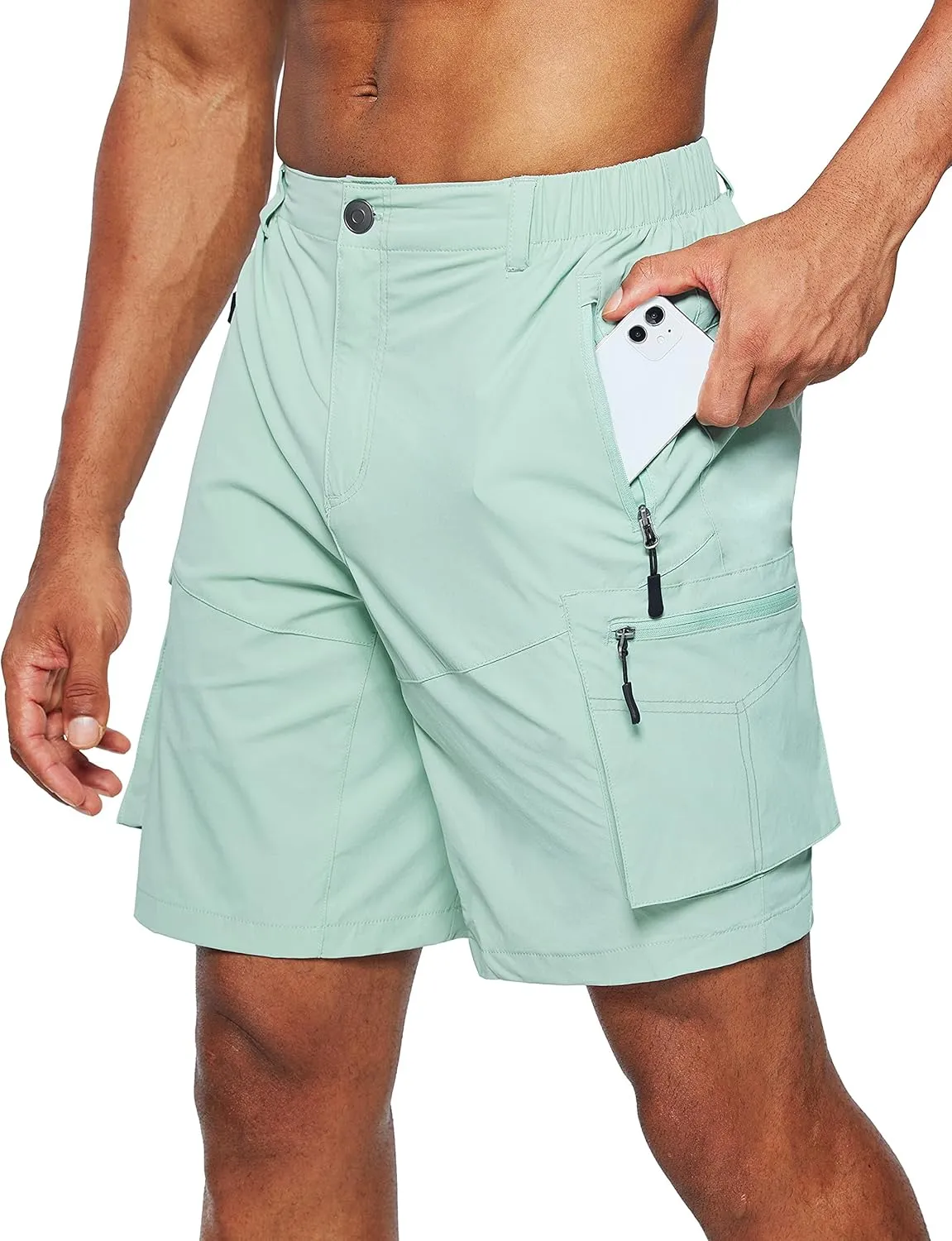 Pudolla Men's Hiking Cargo Shorts Quick Dry Outdoor Travel Shorts for Men with Multi Pocket for Fishing Camping Casual