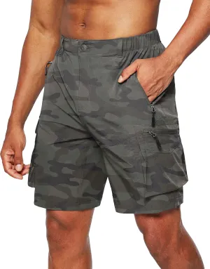 Pudolla Men's Hiking Cargo Shorts Quick Dry Outdoor Travel Shorts for Men with Multi Pocket for Fishing Camping Casual