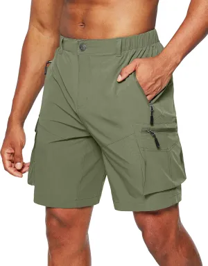 Pudolla Men's Hiking Cargo Shorts Quick Dry Outdoor Travel Shorts for Men with Multi Pocket for Fishing Camping Casual