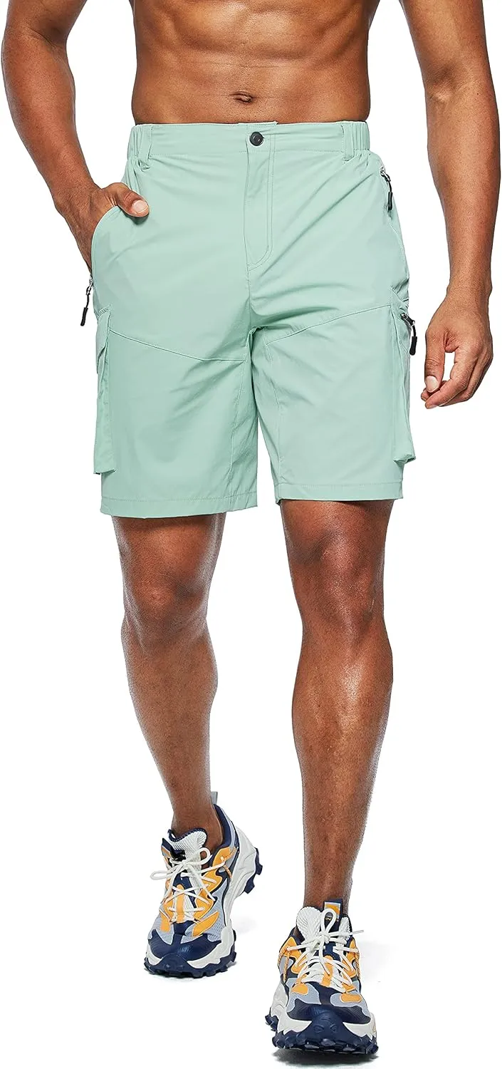 Pudolla Men's Hiking Cargo Shorts Quick Dry Outdoor Travel Shorts for Men with Multi Pocket for Fishing Camping Casual