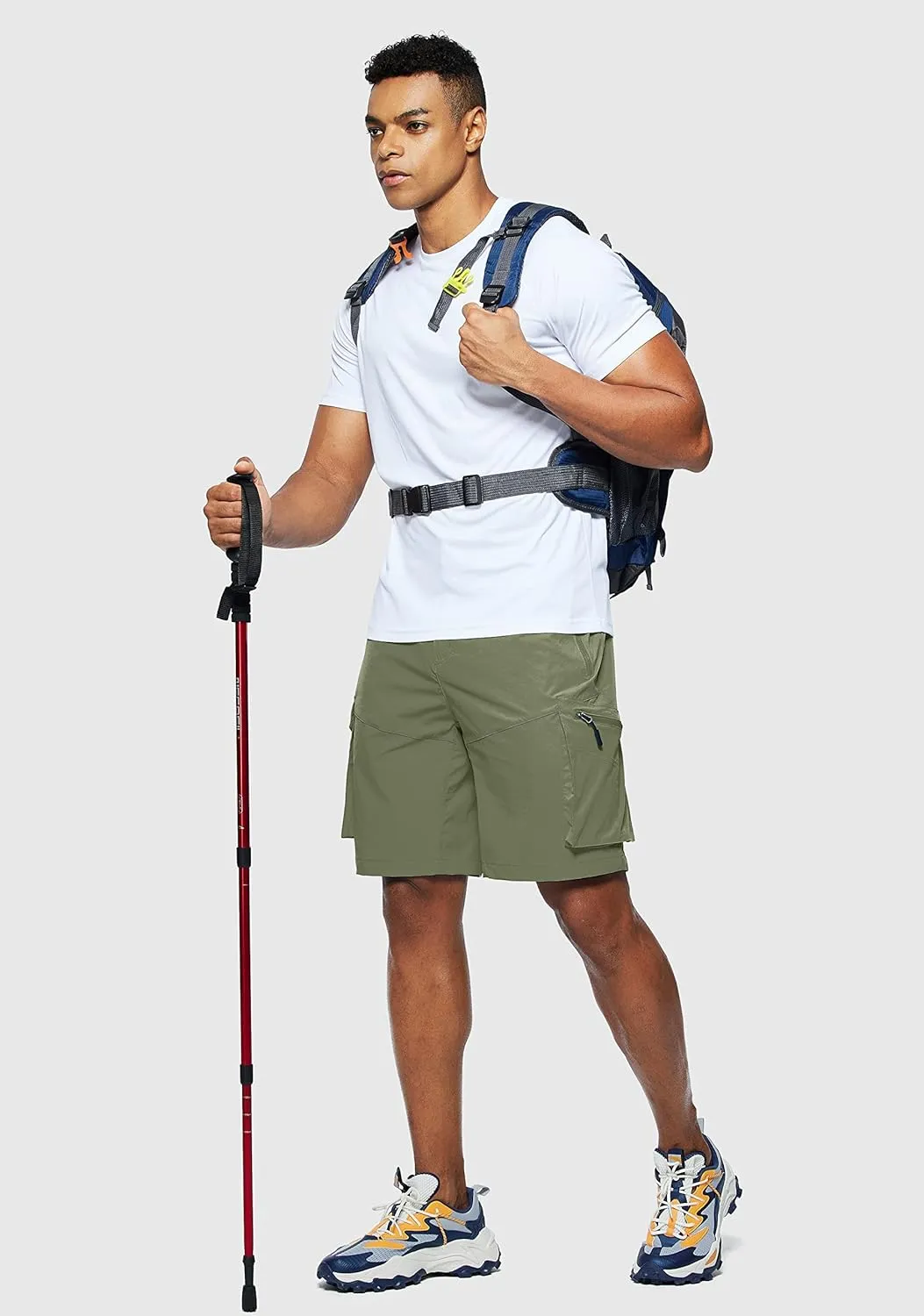 Pudolla Men's Hiking Cargo Shorts Quick Dry Outdoor Travel Shorts for Men with Multi Pocket for Fishing Camping Casual