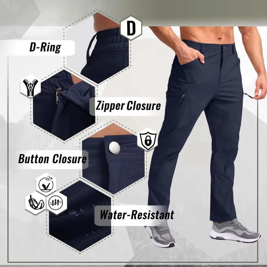 Pudolla Men's Lightweight Hiking Pants with 7 Pockets Quick Dry Water Resistant Fishing Travel Pants