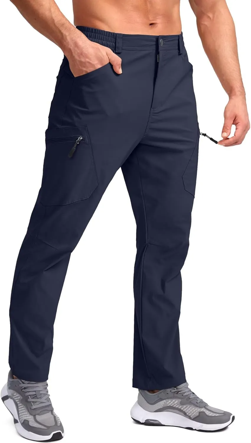 Pudolla Men's Lightweight Hiking Pants with 7 Pockets Quick Dry Water Resistant Fishing Travel Pants