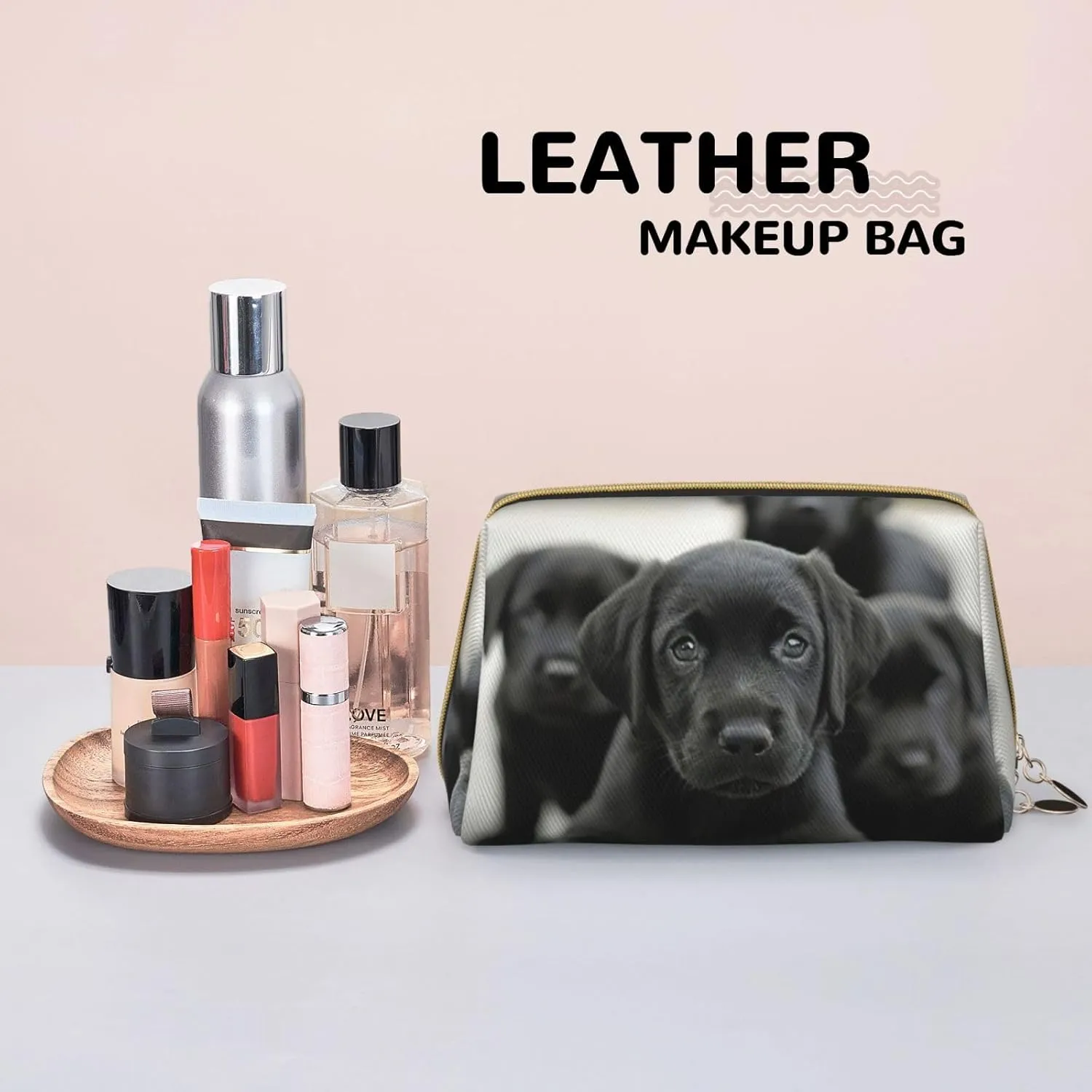 Puppies Dog Toiletry Pouch, Travel-Friendly Makeup Organizer For Makeup Brushes, Lipsticks