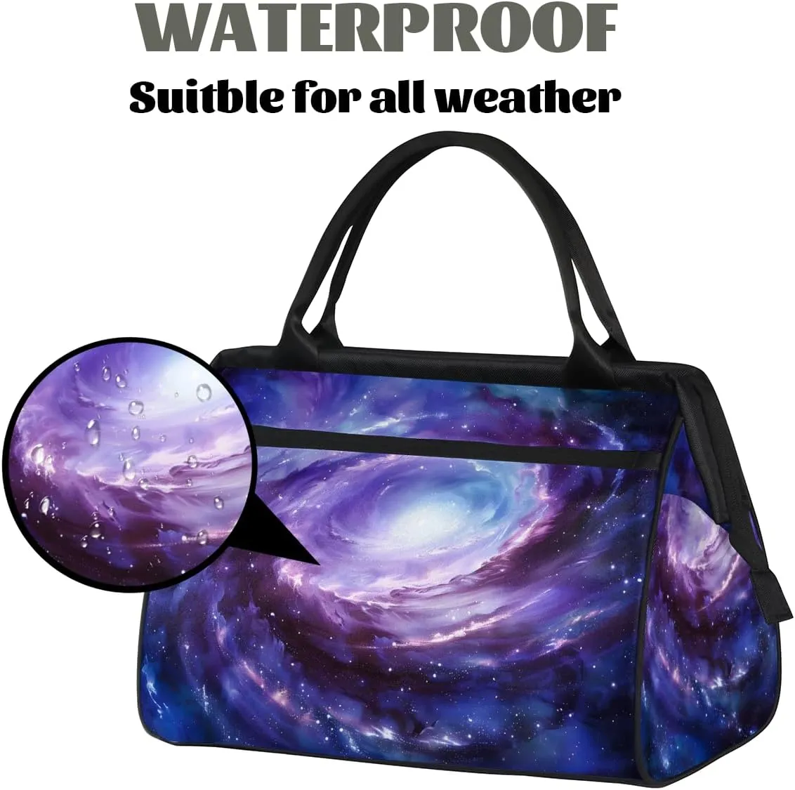 Purple Blue Galaxy Abstract Weekender Overnight Bag for Women Waterproof Carry On Travel Duffle Bags with Pocket Lightweight Sports Gym Tote Bag Large Luggage Workout Personal Item Hospital Bags