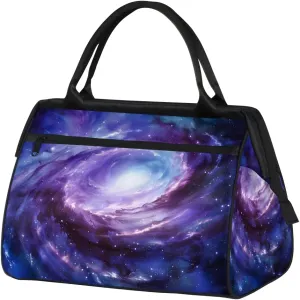 Purple Blue Galaxy Abstract Weekender Overnight Bag for Women Waterproof Carry On Travel Duffle Bags with Pocket Lightweight Sports Gym Tote Bag Large Luggage Workout Personal Item Hospital Bags