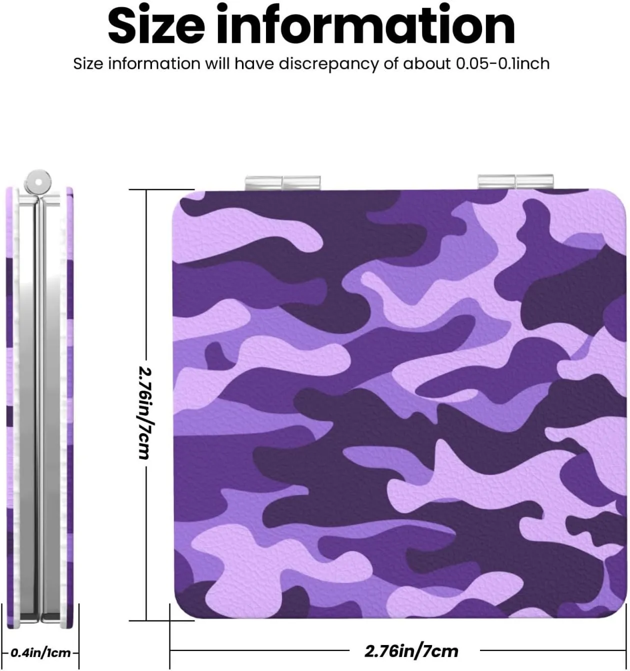 Purple Camouflage Pattern Women Small Pocket Makeup Mirror Compact Portable Folding Handheld Makeup Mirror