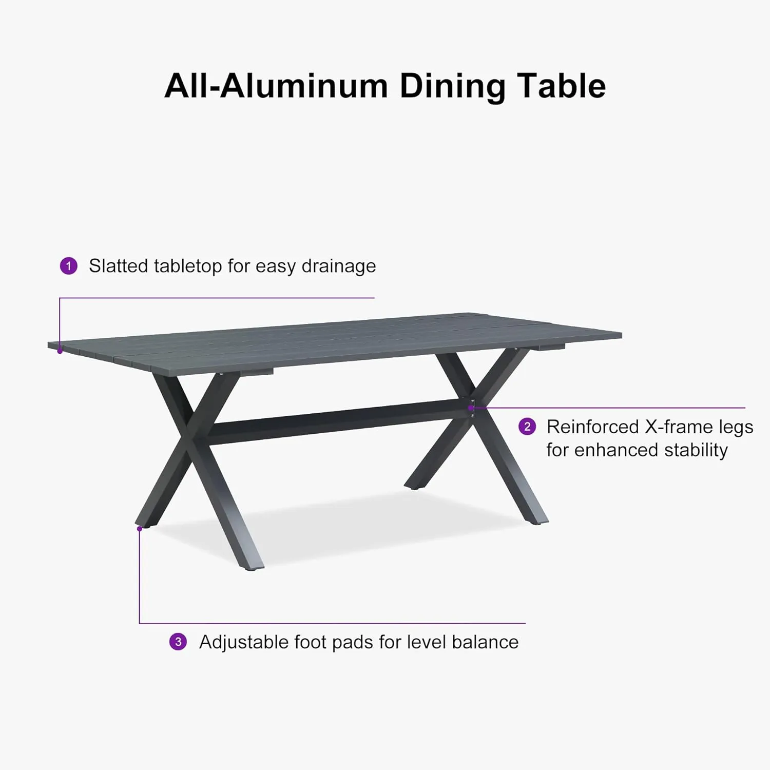 PURPLE LEAF 9 Pieces Outdoor Dining Set All Weather Wicker Patio Dining Set with Rectangular Aluminum Table and Modern Armrest Dining Chairs for Garden Deck Backyard Kitchen, Grey