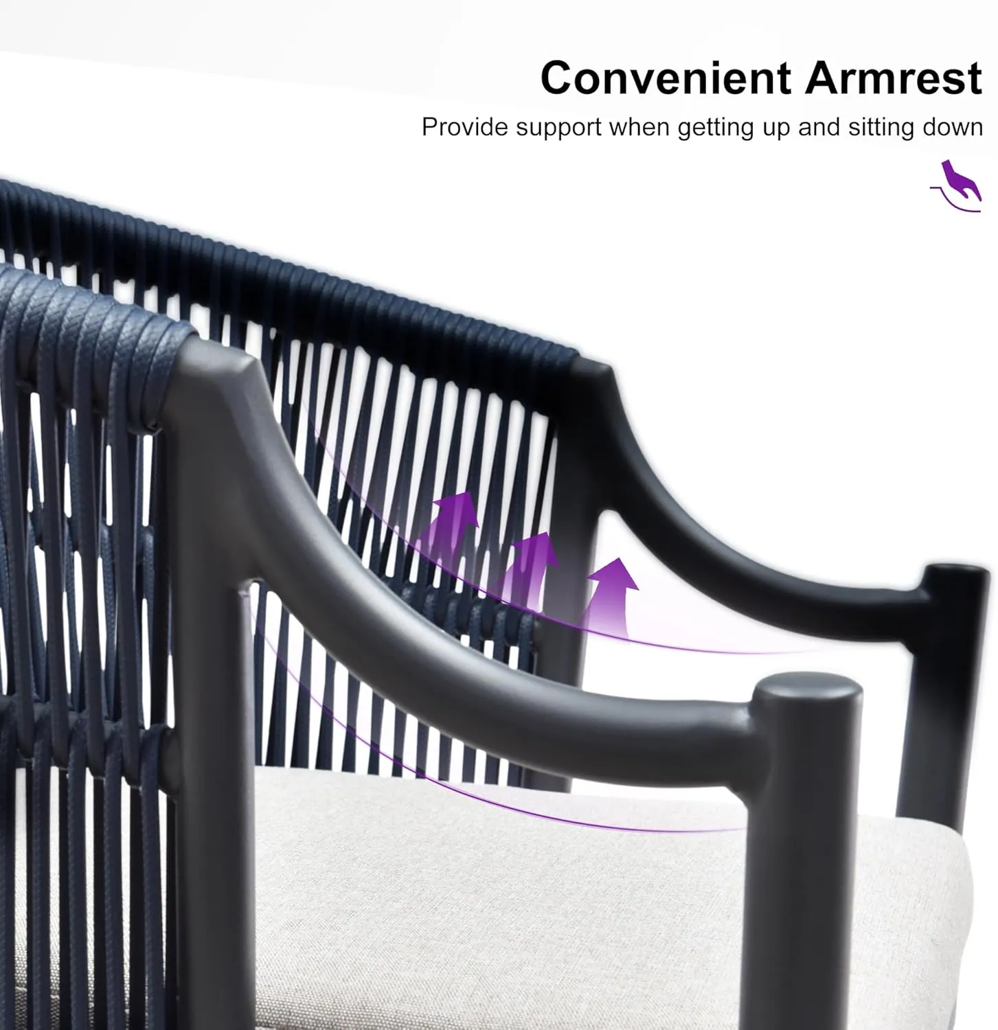PURPLE LEAF 9 Pieces Outdoor Dining Set All Weather Wicker Patio Dining Set with Rectangular Aluminum Table and Modern Armrest Dining Chairs for Garden Deck Backyard Kitchen, Grey
