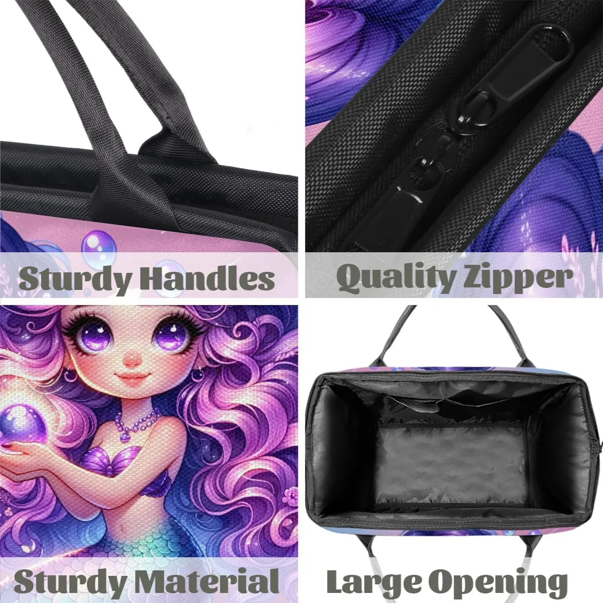 Purple Mermaid Girls Weekender Overnight Bag for Women Waterproof Carry On Travel Duffle Bags with Pocket Lightweight Sports Gym Tote Bag Large Luggage Workout Personal Item Hospital Bags