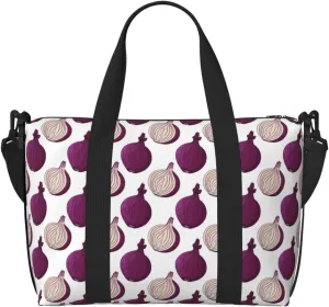Purple Onion Pattern Travel Duffle Bag For Women Men Weekender Overnight Bag Gym Bag For Women, Carry On Airport Bag, Travel Tote Bag With Strap For Gym Travel Business Trips