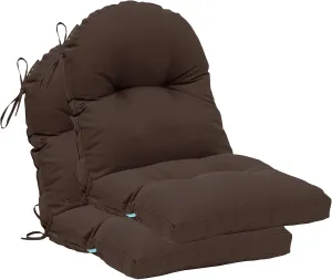 QILLOWAY Indoor Outdoor Seat Back Chair Pads Tufted Cushion, Spring/Summer Seasonal Replacement Cushions. (1Count, Coffee)