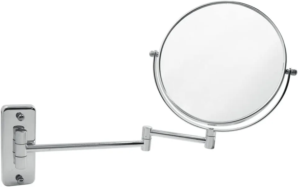 Qtqgoitem Silver Tone 8" Dia Wallmount Dual Sided Wall Magnification Makeup Cosmetic Mirror (Model: 85f d35 25c d6b 401)