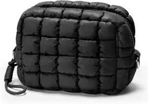 Quilted Makeup Bag Puffy Cosmetic Bag Cute Puffer Travel Toiletry Bag for Women, Small Makeup Pouch for Purse Quilted Cosmetic Pouch for Essentials Toiletries, Christmas Gift for Women, Girls