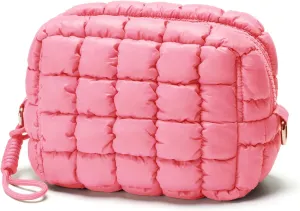 Quilted Makeup Bag Puffy Cosmetic Bag Cute Puffer Travel Toiletry Bag for Women, Small Makeup Pouch for Purse Quilted Cosmetic Pouch for Essentials Toiletries, Gift for Women, Girls